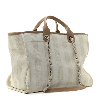 Chanel Mixed Fibers Striped Medium Deauville Tote Beige 3 of 8