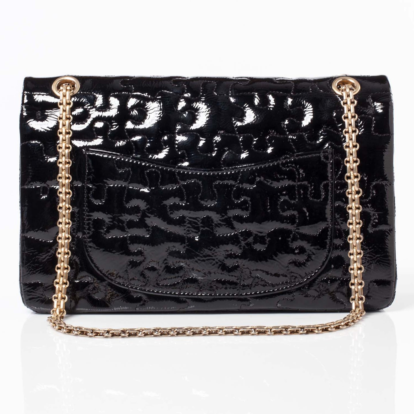 Crackled Patent Calfskin Puzzle 2.55 Reissue 226 Flap Black