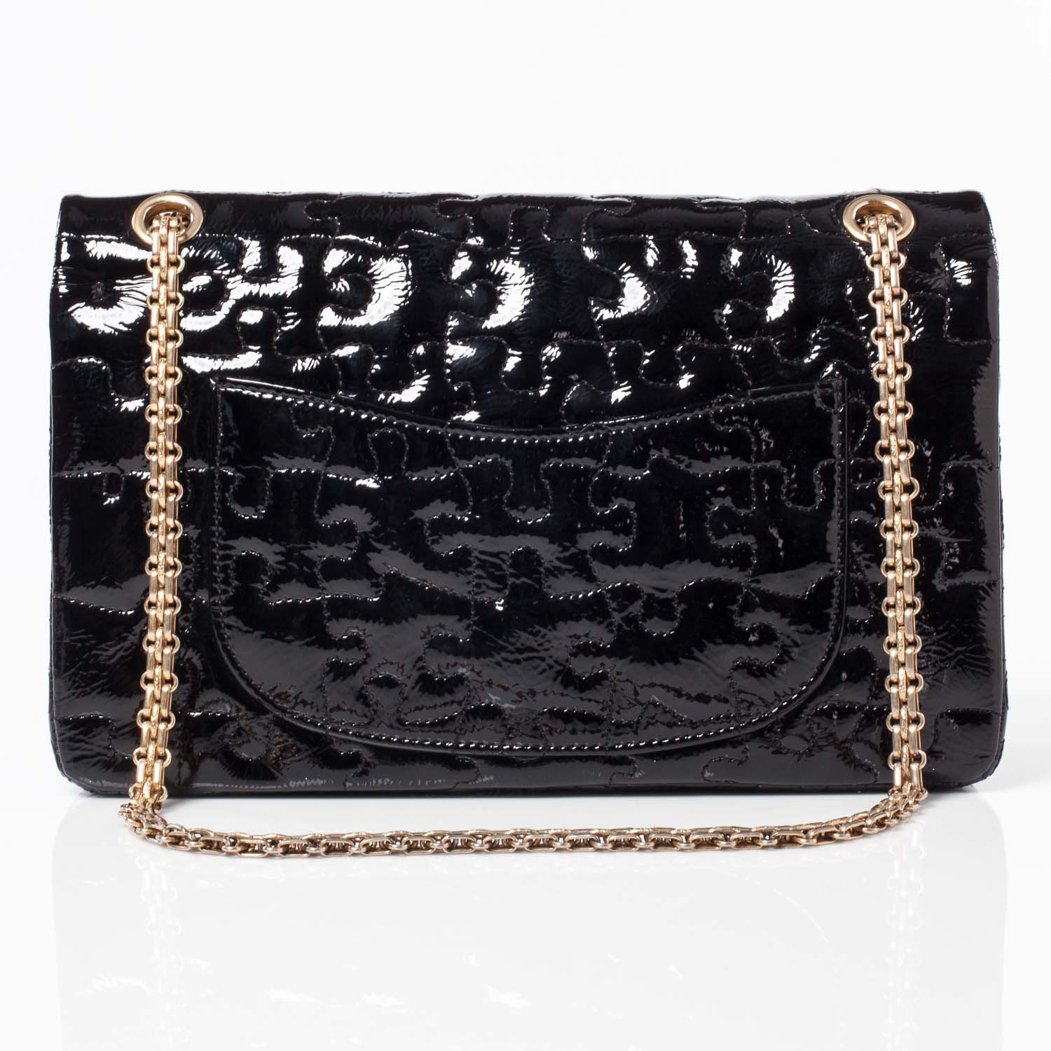 Chanel Crackled Patent Calfskin Puzzle 2.55 Reissue 226 Flap Black 4 of 10