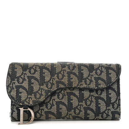 Christian Dior Monogram Saddle Wallet Navy 1 of 11
