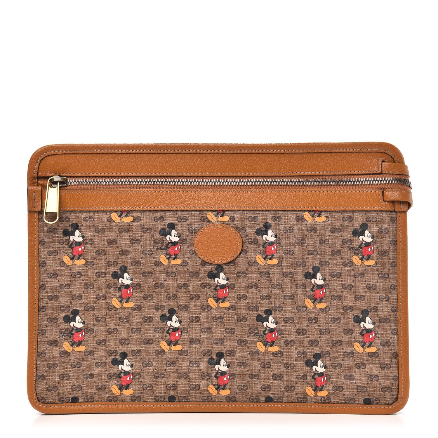 Gucci X DISNEY Mini Vintage GG Supreme Monogram Mickey Mouse Documents Holder Beige Vintage Sun Oil 1 of 9
