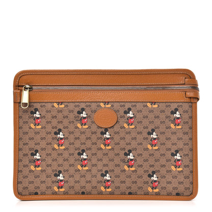 Gucci X DISNEY Mini Vintage GG Supreme Monogram Mickey Mouse Documents Holder Beige Vintage Sun Oil 1 of 9