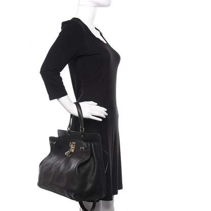 Valentino Garavani Pebbled Calfskin Large JoyLock Satchel Black 3 of 9