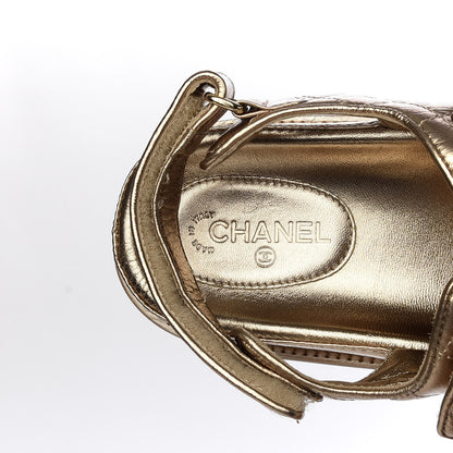 Chanel Iridescent Lambskin Quilted Velcro Dad Sandals 39.5 Light Bronze 8 of 10