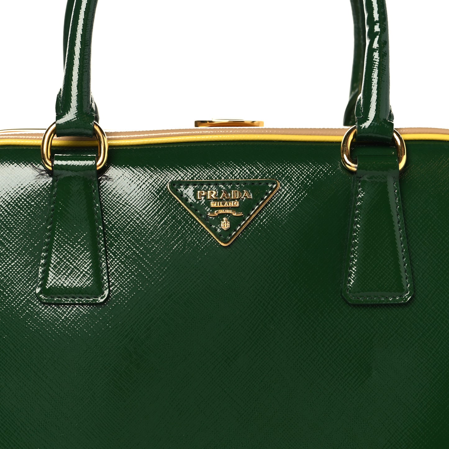 Saffiano Vernice Pyramid Bag Larice Sabbia