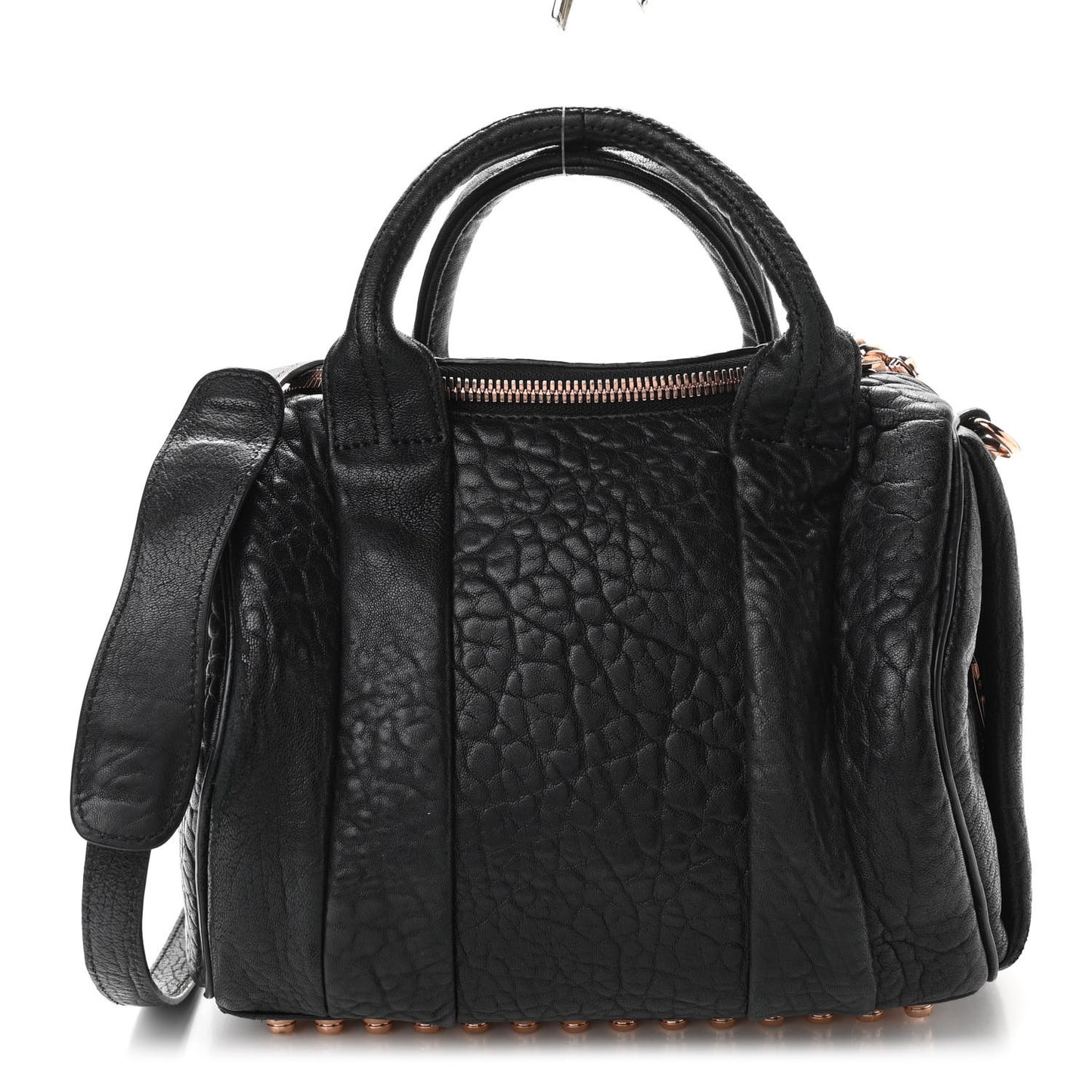 Pebbled Lambskin Mini Rockie Black Rose Gold Hardware
