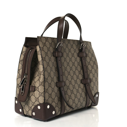 Gucci GG Supreme Monogram Textured Dollar Calfskin Small Detail Tote Beige Ebony New Acero 2 of 6