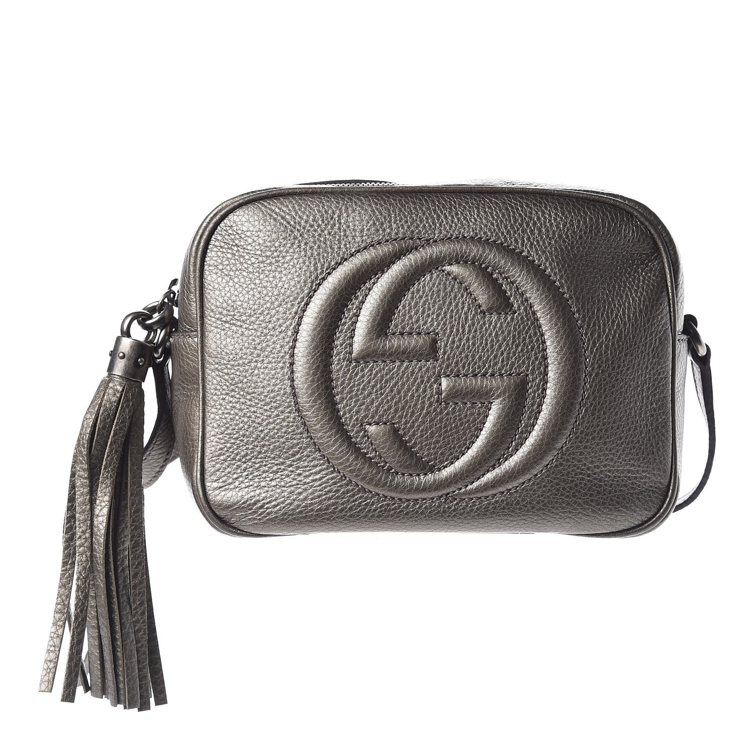 Gucci Metallic Pebbled Calfskin Small Soho Disco Bag Sasso 1 of 7