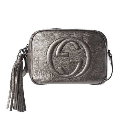Gucci Metallic Pebbled Calfskin Small Soho Disco Bag Sasso 1 of 7