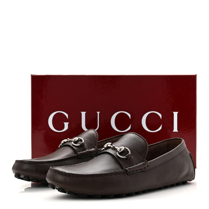 Gucci Soft Clove Calfskin Mens Horsebit Driver Loafers 9 Cocoa 8 of 8