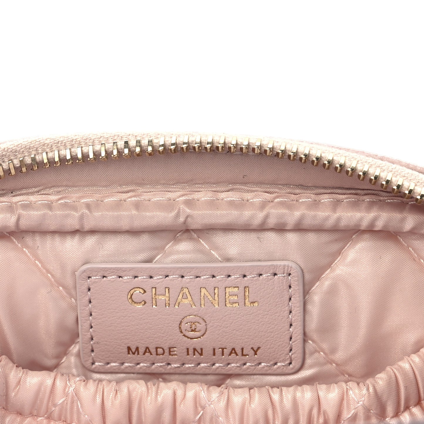 Caviar Quilted Small Curvy Pouch Cosmetic Case Light Pink
