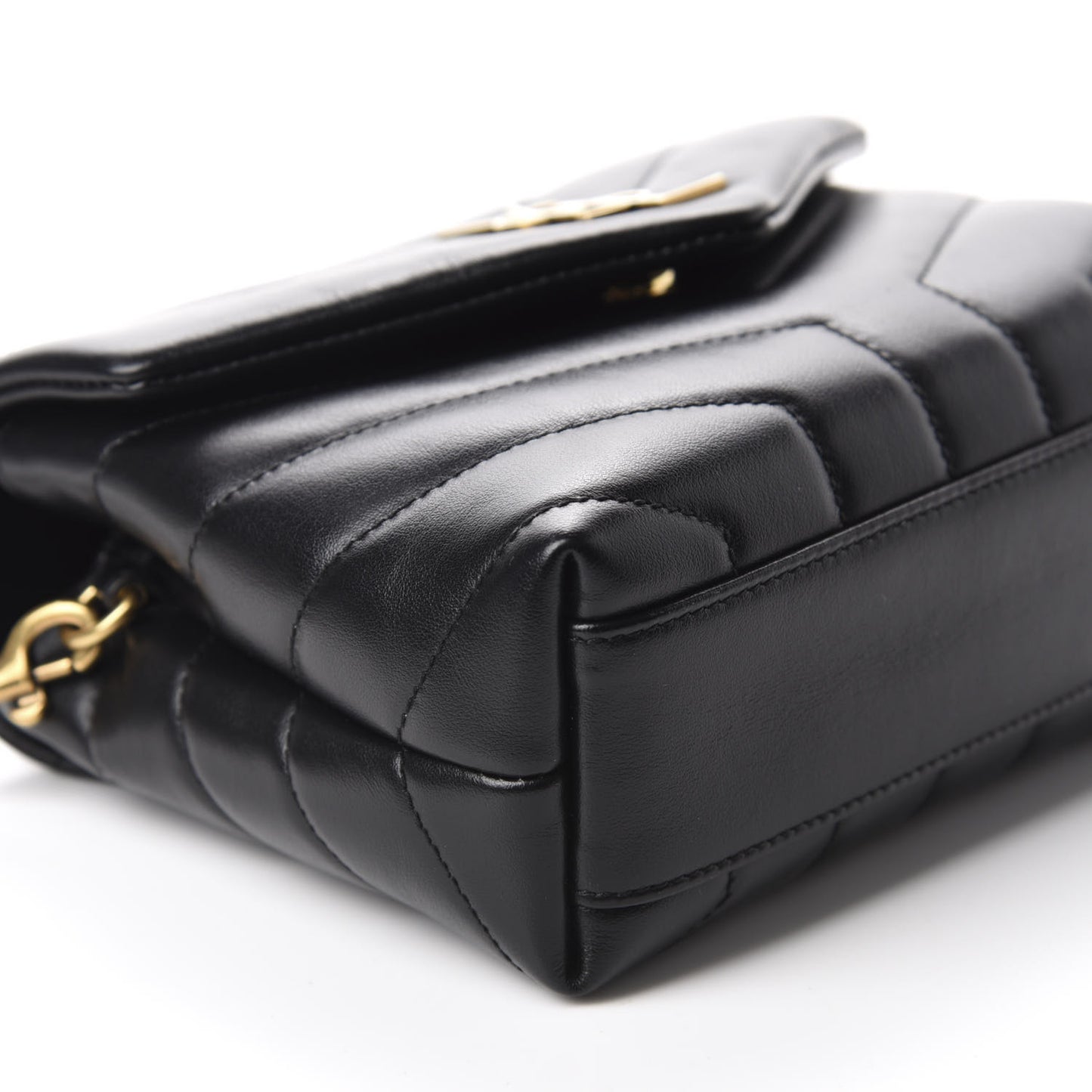 Calfskin Y Quilted Monogram Toy Loulou Crossbody Bag Black