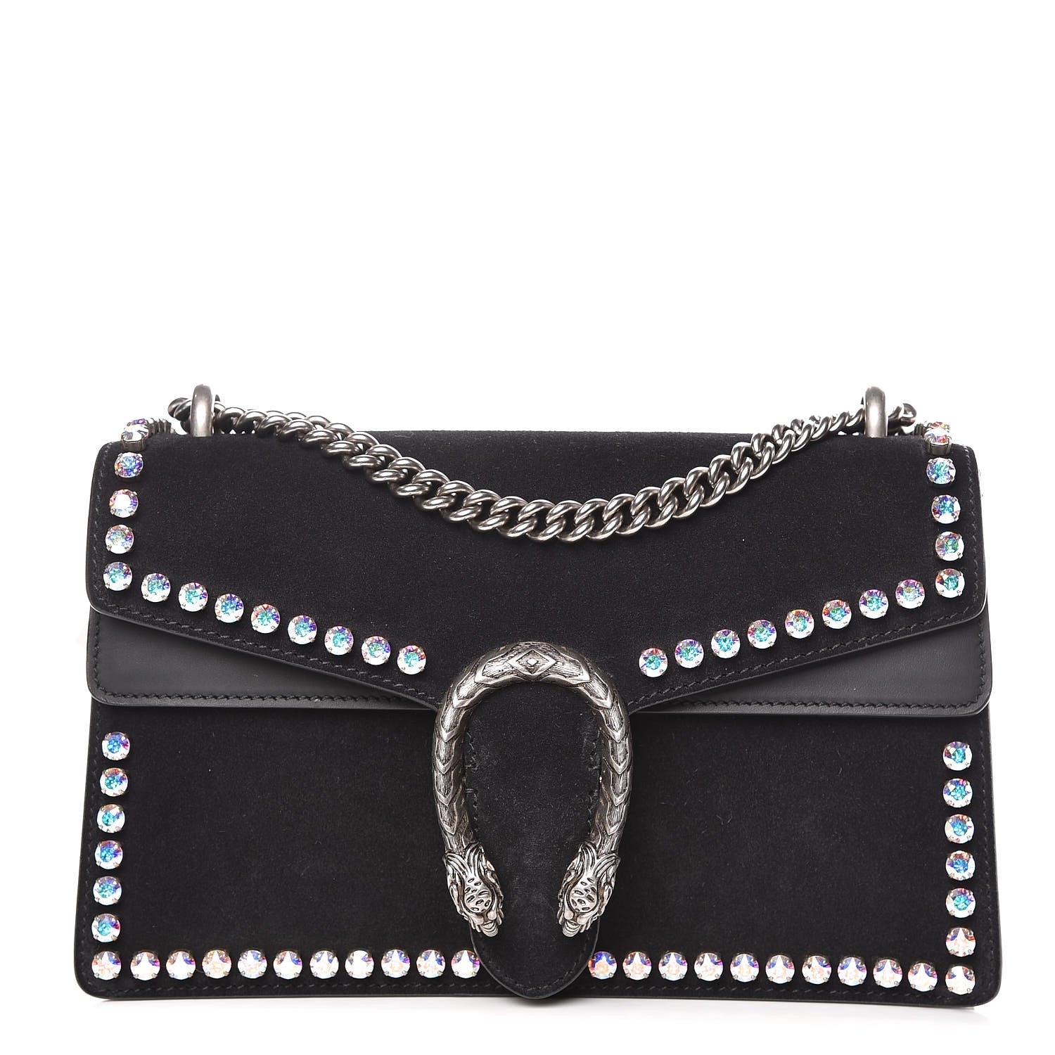 Gucci Suede Crystal Small Dionysus Shoulder Bag Black 1 of 10