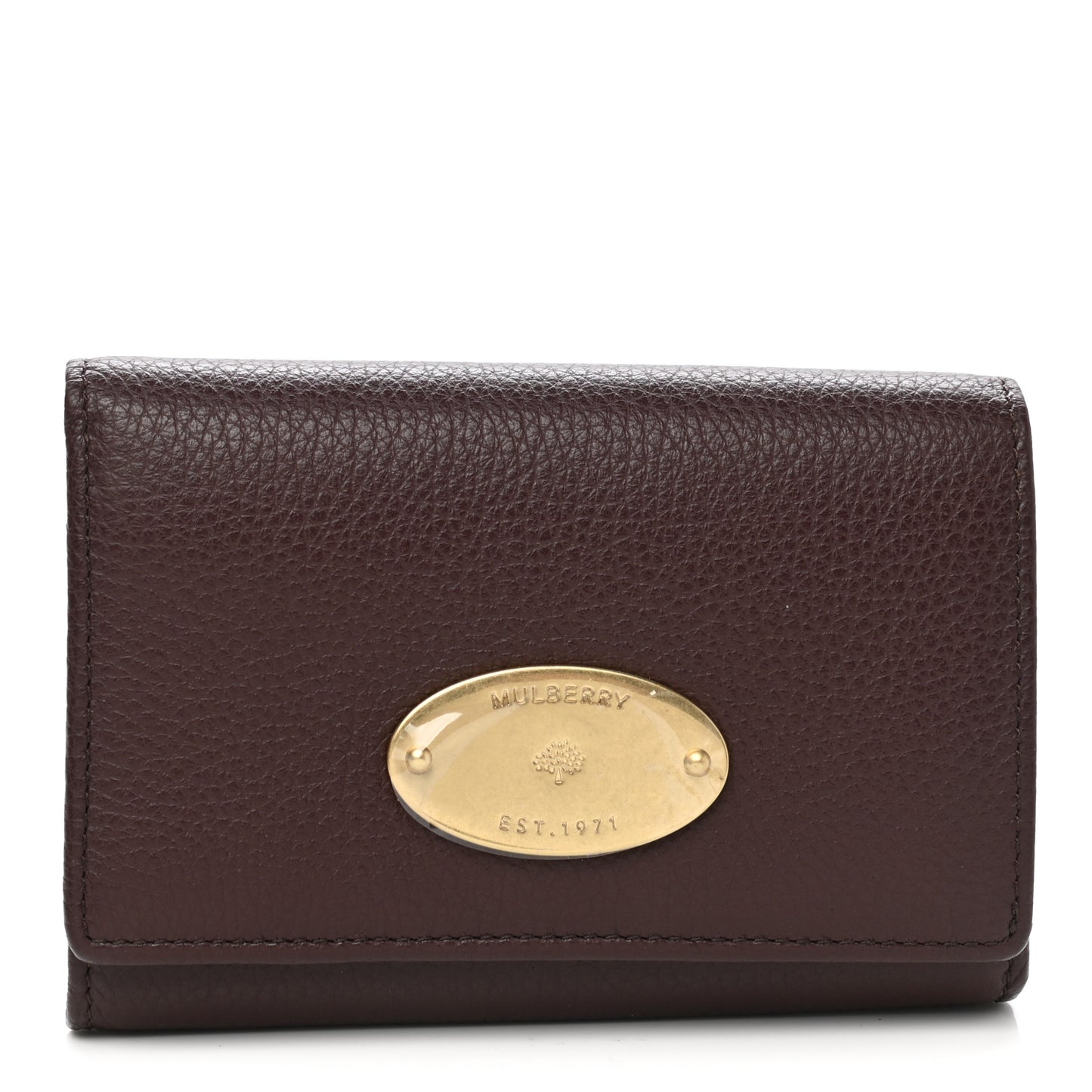 Small Classic Grain Medium Plaque French Purse Wallet Oxblood