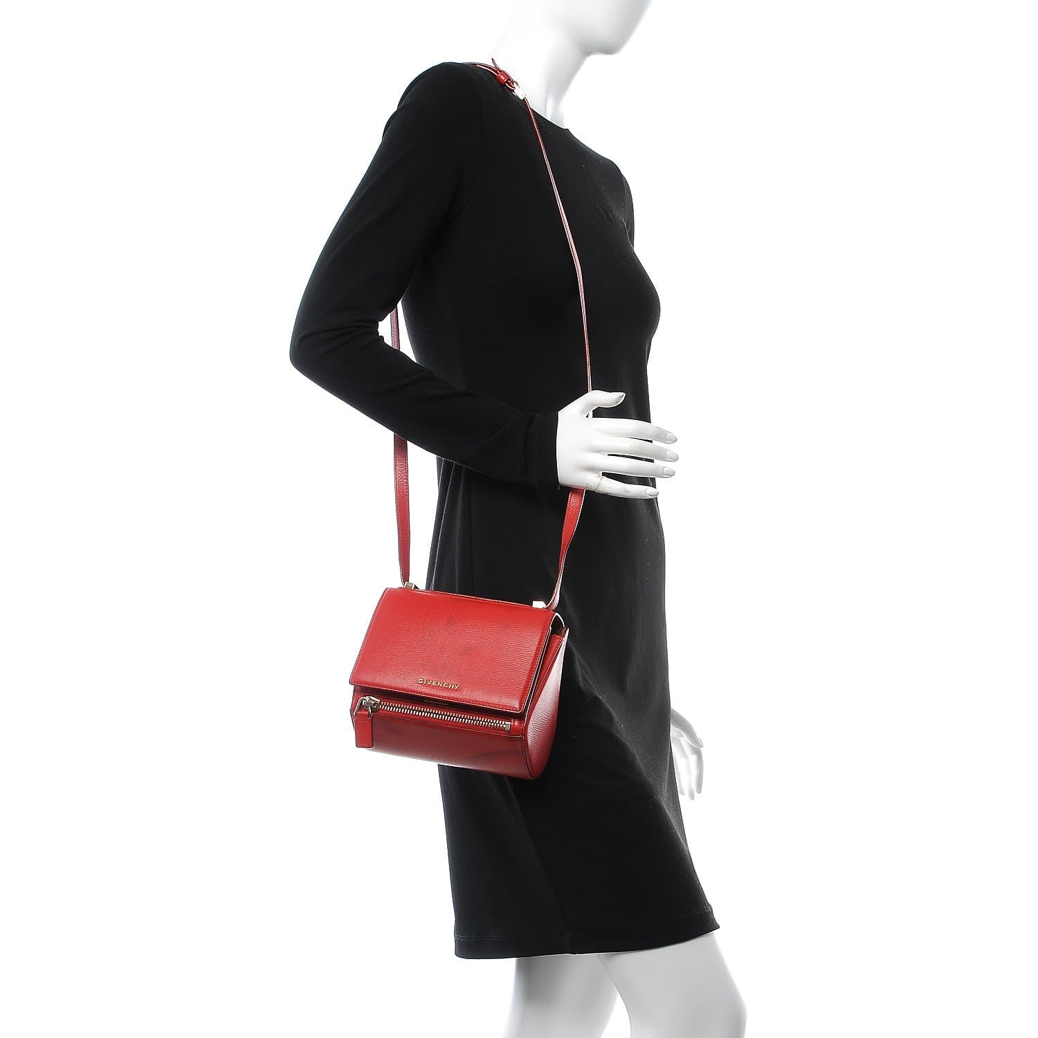 Givenchy Textured Calfskin Mini Pandora Box Crossbody Bag Red 2 of 18