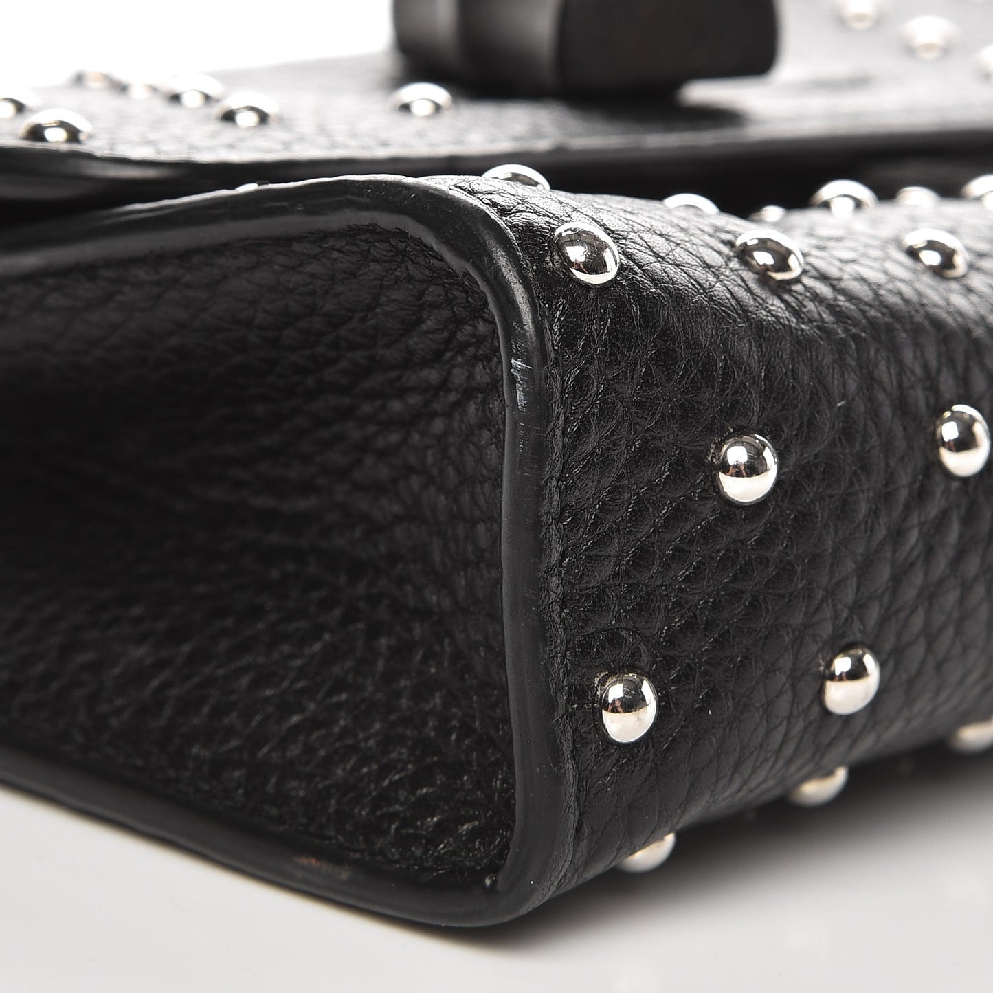 Calfskin Small Studded Miss Bamboo Shoulder Bag Black