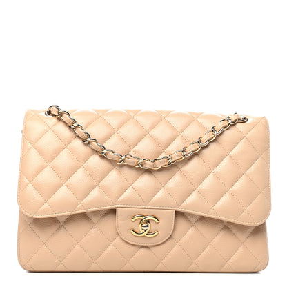 Chanel Caviar Quilted Jumbo Double Flap Beige Clair 1 of 5