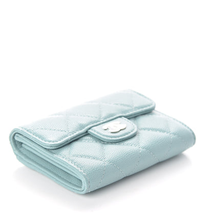 Chanel Caviar Quilted Flap Card Holder Wallet Light Blue 4 of 9