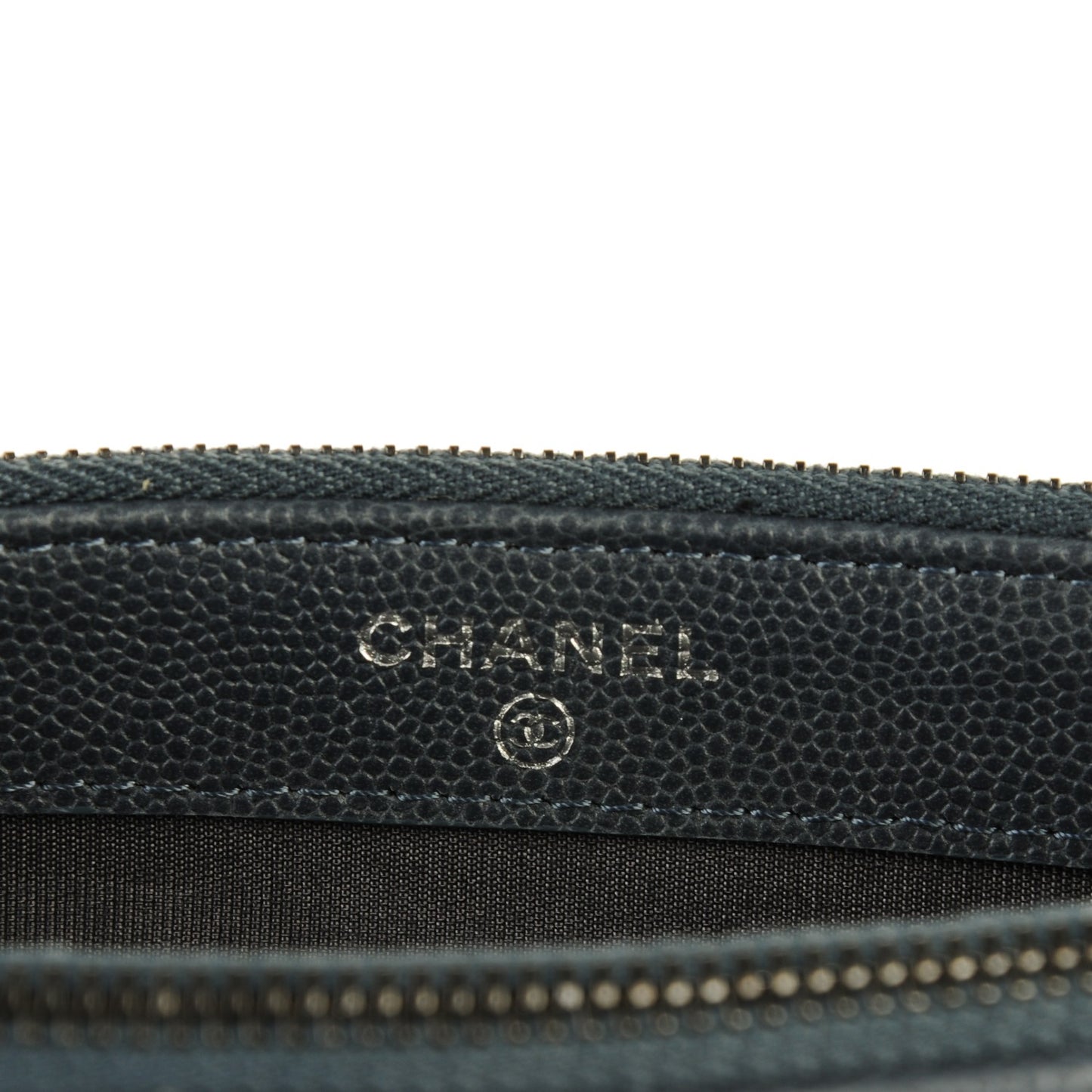 Caviar Quilted Small Clutch With Chain Grey