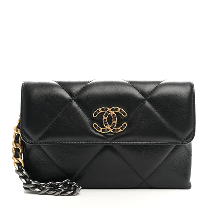Chanel Lambskin Quilted Chanel 19 Flap Clutch Black 1 of 8