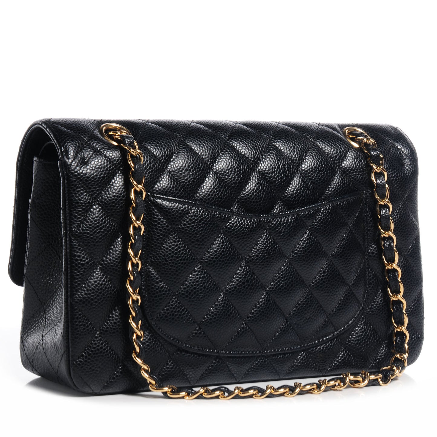 Caviar Quilted Medium Double Flap Black