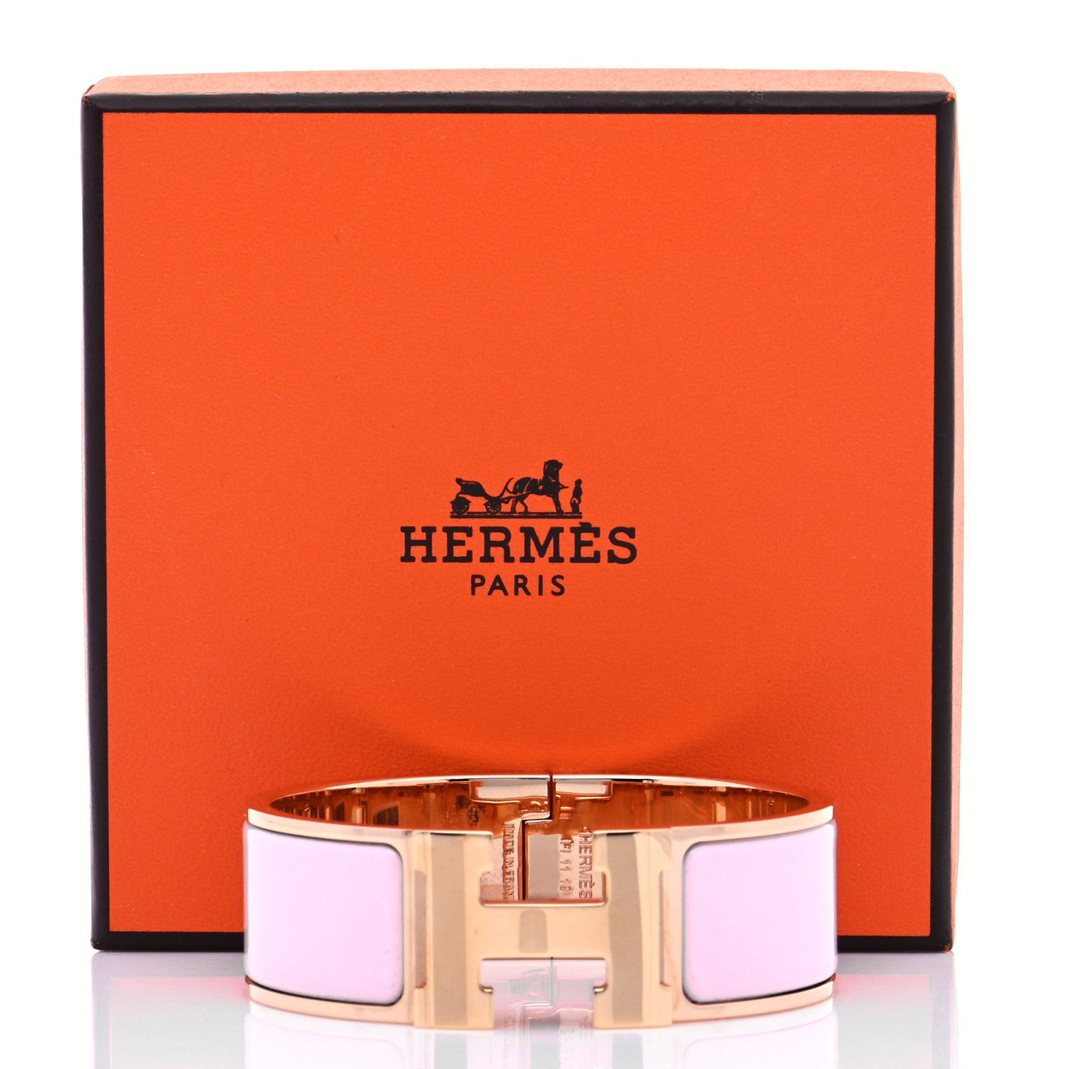 Hermes Enamel Wide Clic Clac H Bracelet PM Rose Dragee 8 of 8