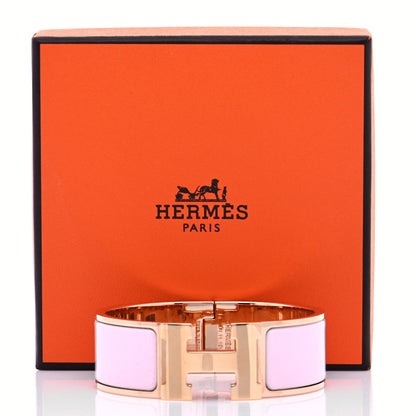Hermes Enamel Wide Clic Clac H Bracelet PM Rose Dragee 8 of 8