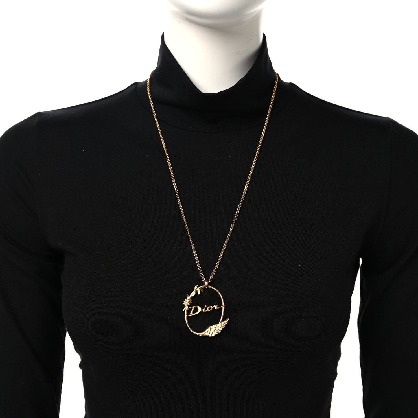 Metal Script Logo Necklace Gold