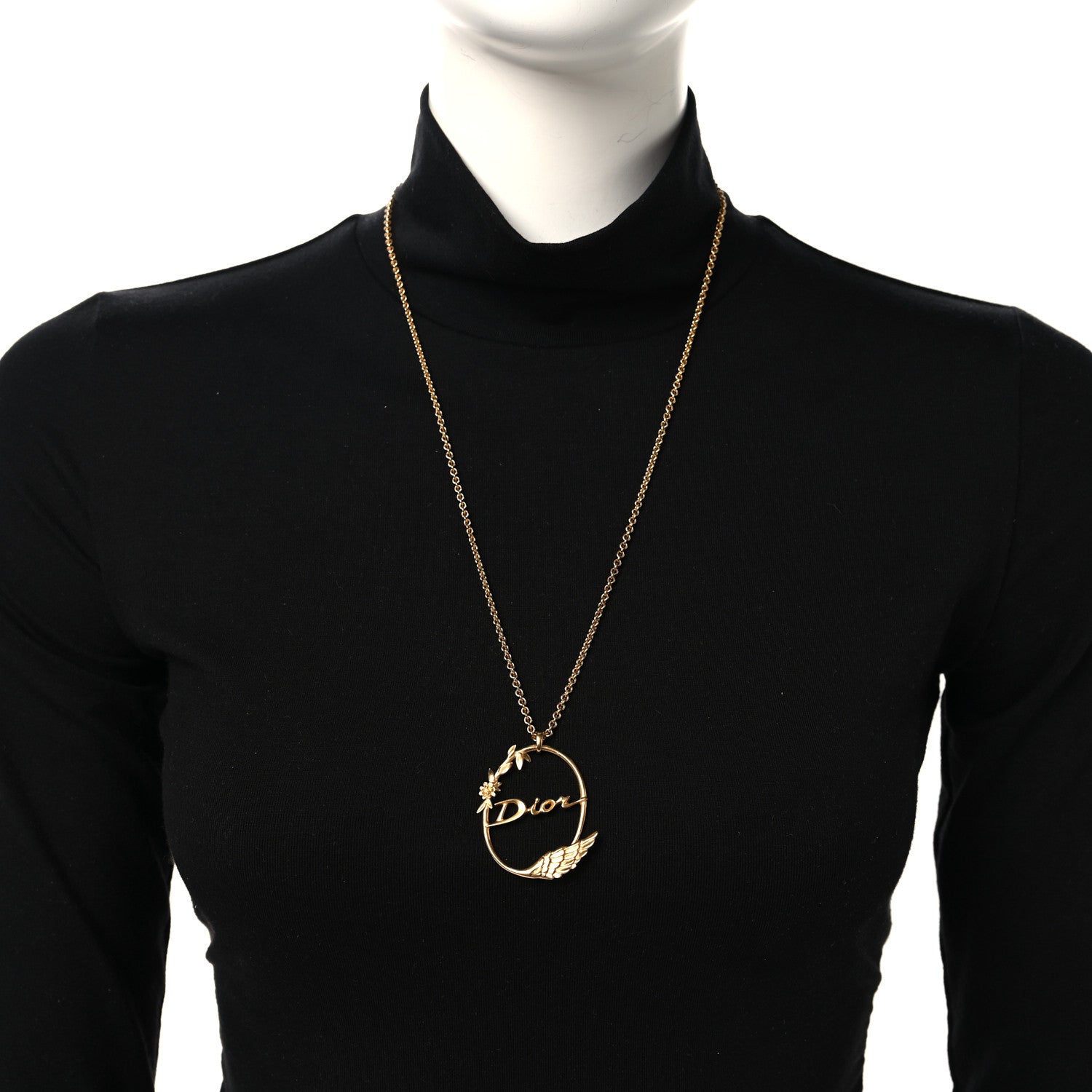 Christian Dior Metal Script Logo Necklace Gold 2 of 5