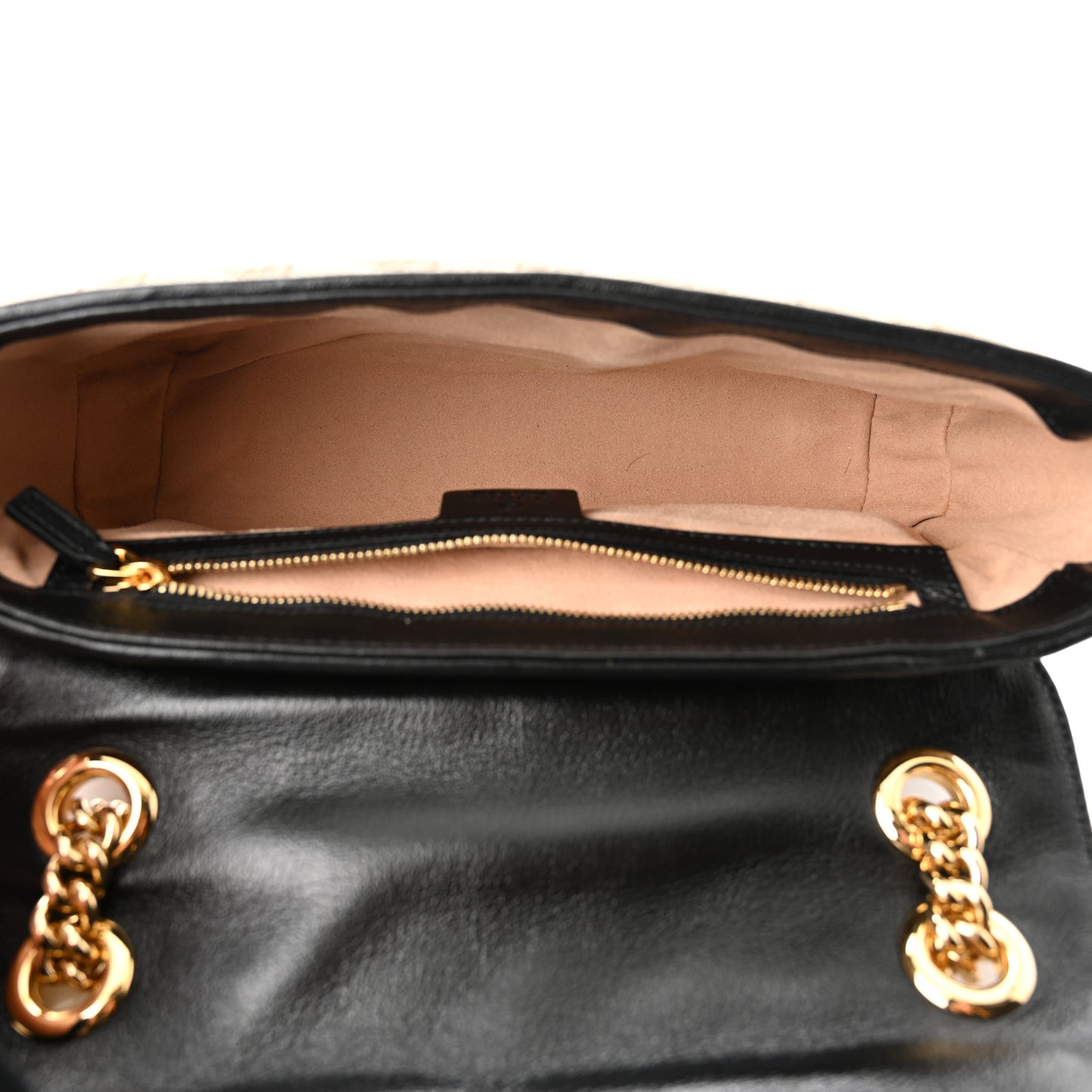 Monogram Matelasse Diagonal Small GG Marmont Shoulder Bag Beige Black