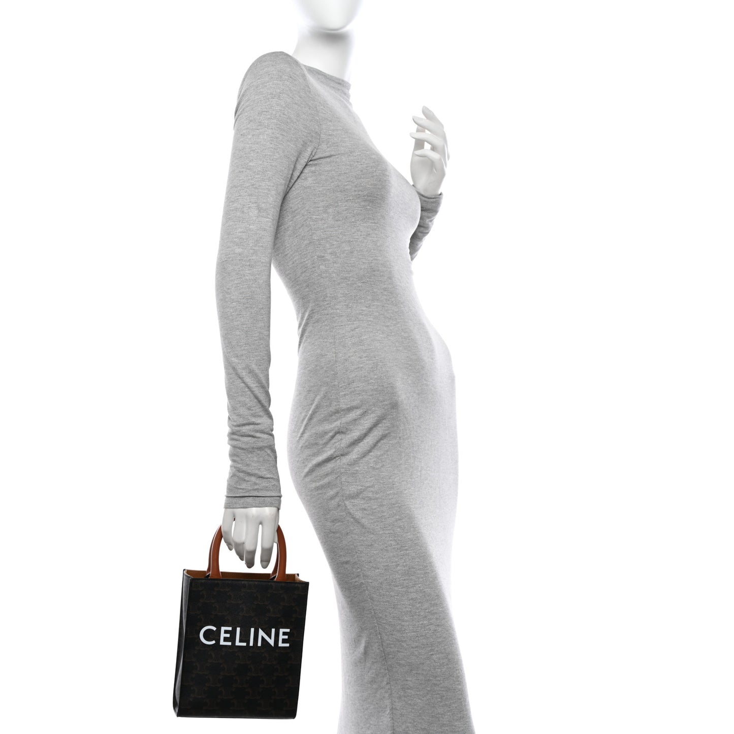 Triomphe Canvas Calfskin Mini Vertical Cabas Tan