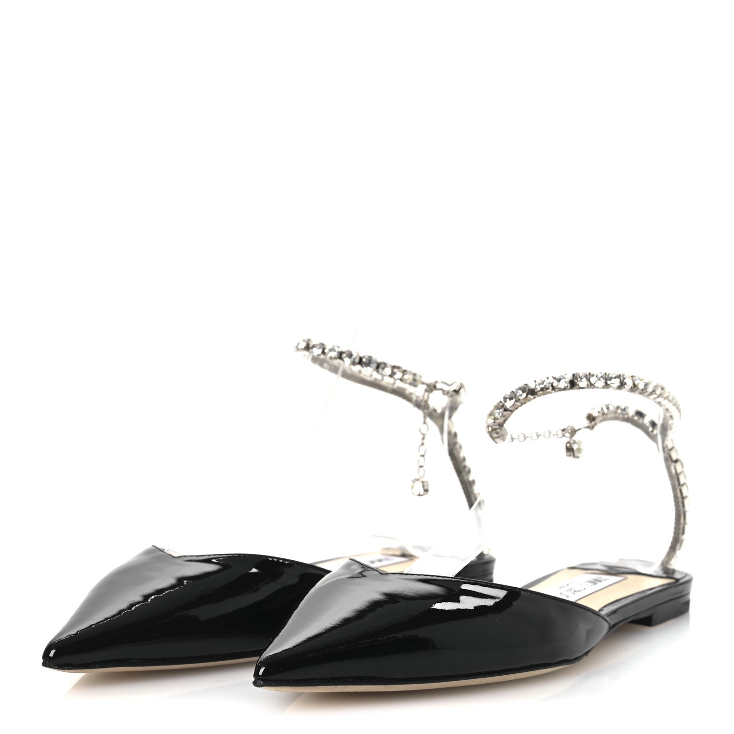 Jimmy Choo Patent Crystal Saeda Flats 38 Black 4 of 13
