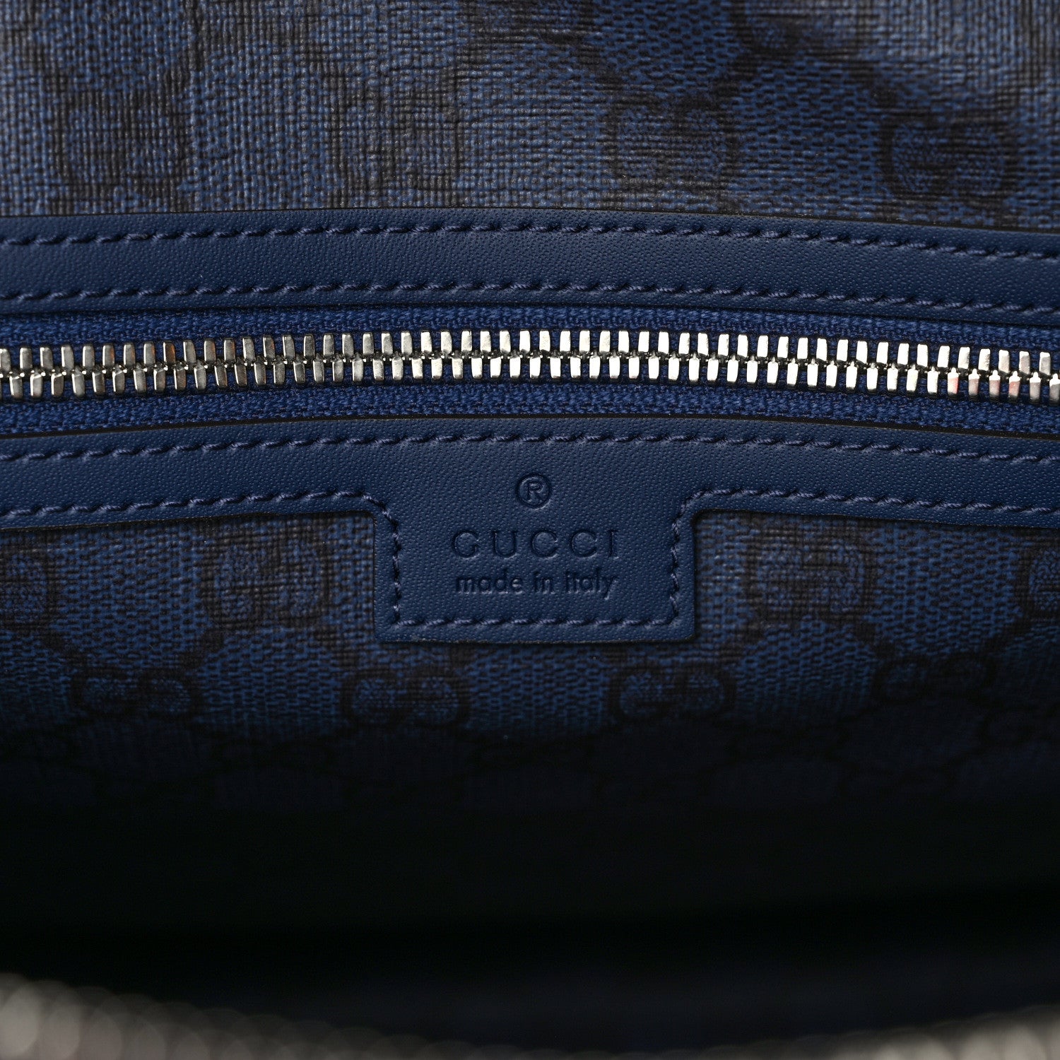 Gucci Canvas Calfskin Gucci Print Logo Large Duffle Bag Blue 5 of 9