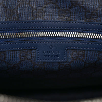 Gucci Canvas Calfskin Gucci Print Logo Large Duffle Bag Blue 5 of 9