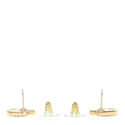Chanel Resin CC No 5 Perfume Bottle Earrings Gold Pearly White 3 of 5