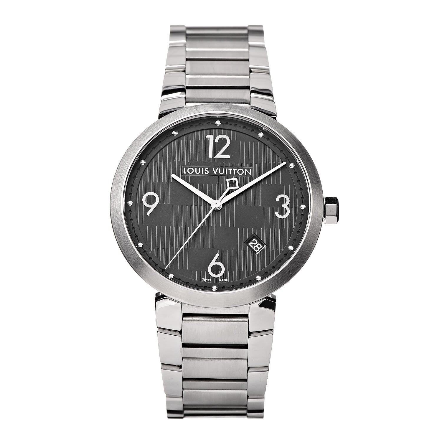 Louis Vuitton Stainless Steel 38mm Tambour Damier Quartz Watch 1 of 7