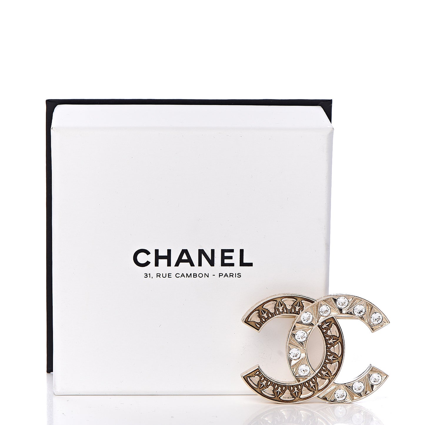 Crystal CC Brooch Light Gold