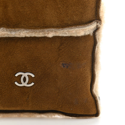 Chanel Suede Shearling Fur Wristlet Brown 7 of 8