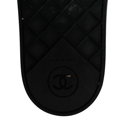 Chanel Grosgrain Pearl Flat Sandals 37 Black 7 of 9