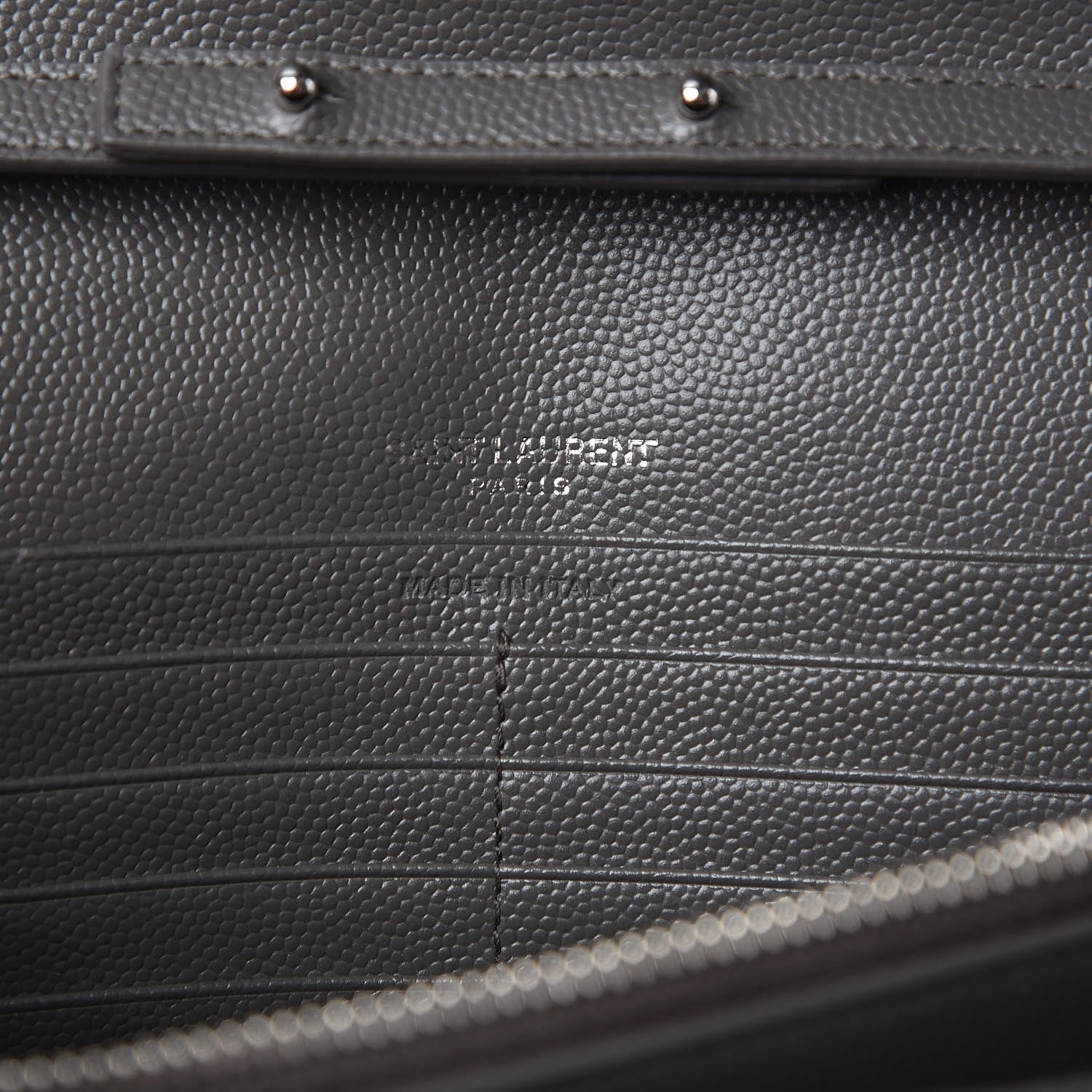 Saint Laurent Grain De Poudre Matelasse Chevron Monogram Chain Wallet Earth 6 of 9
