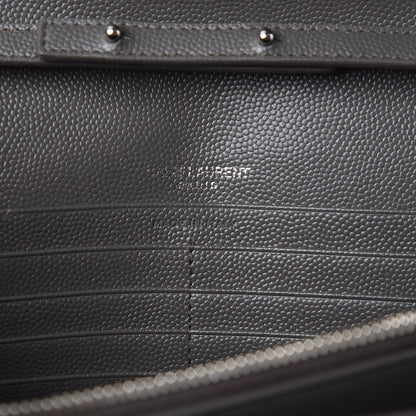 Saint Laurent Grain De Poudre Matelasse Chevron Monogram Chain Wallet Earth 6 of 9