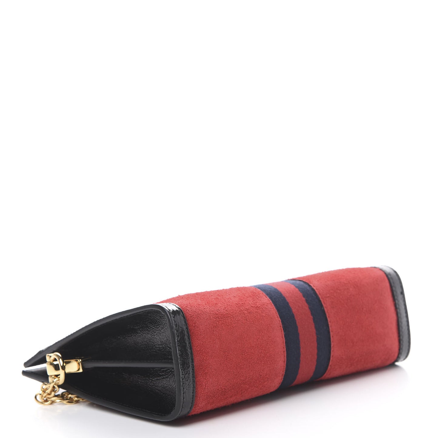 Suede Patent Web Small Ophidia Chain Shoulder Bag Hibiscus Red Black