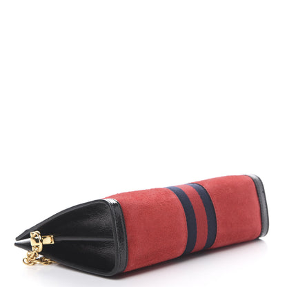 Gucci Suede Patent Web Small Ophidia Chain Shoulder Bag Hibiscus Red Black 3 of 10