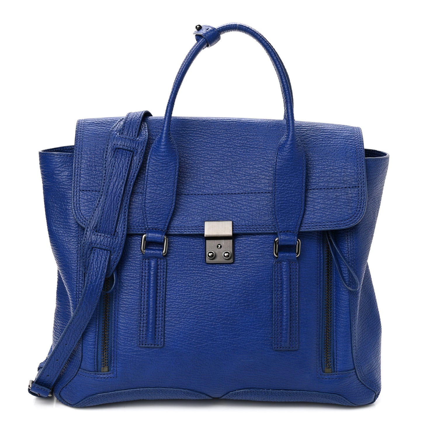 Textured Calfskin Large Pashli Satchel Cobalt