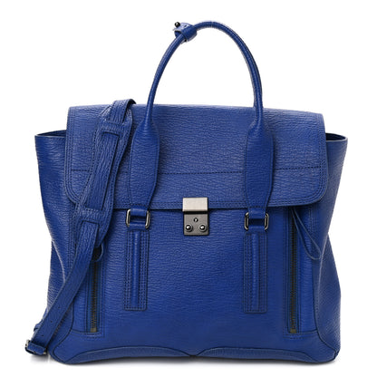 3.1 Phillip Lim Textured Calfskin Large Pashli Satchel Cobalt 1 of 10