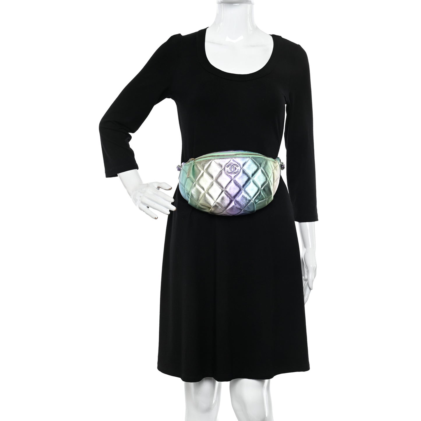 Gradient Metallic Lambskin Quilted Walking Mood Waist Bag Fanny Pack Pink Purple Green