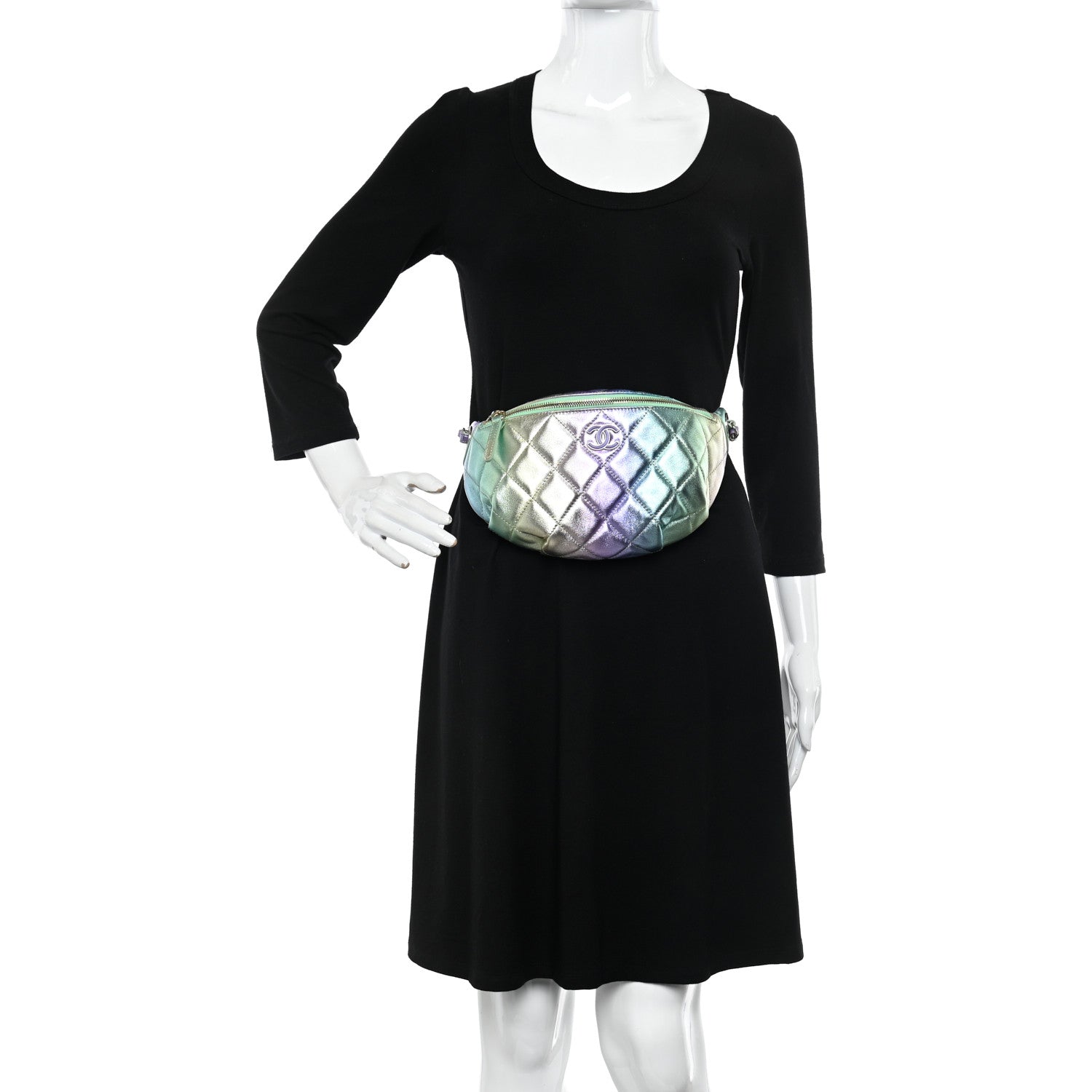 Chanel Gradient Metallic Lambskin Quilted Walking Mood Waist Bag Fanny Pack Pink Purple Green 2 of 10