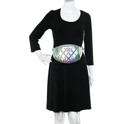 Chanel Gradient Metallic Lambskin Quilted Walking Mood Waist Bag Fanny Pack Pink Purple Green 2 of 10