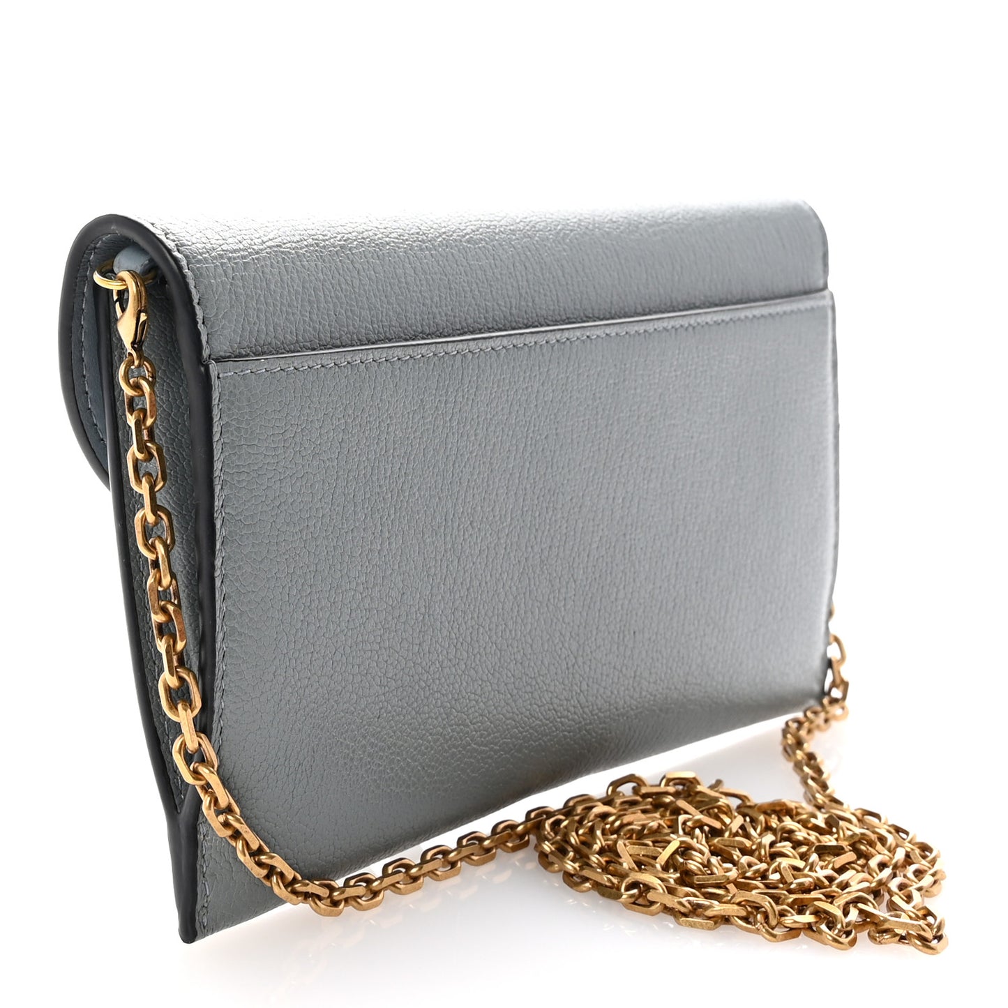 Goatskin Saddle Chain Wallet Pouch Cloud Blue