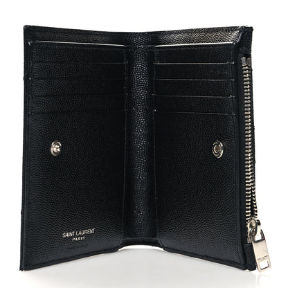 Saint Laurent Grain De Poudre Matelasse Chevron Monogram Zipped Two-Part Wallet Black 5 of 9